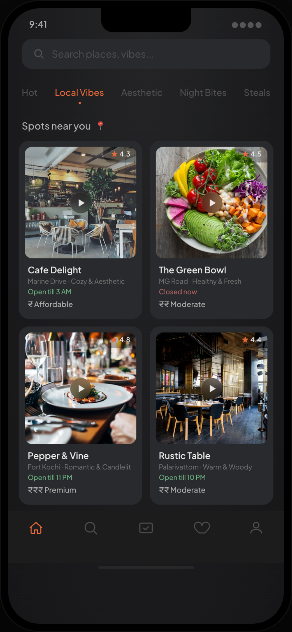 QuickBytes search screen